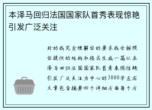 本泽马回归法国国家队首秀表现惊艳引发广泛关注